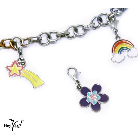 Vintage Charm Bracelet with Colorful Sun Shooting Star Flower Rainbow - Hey Viv - Picture 2 of 4